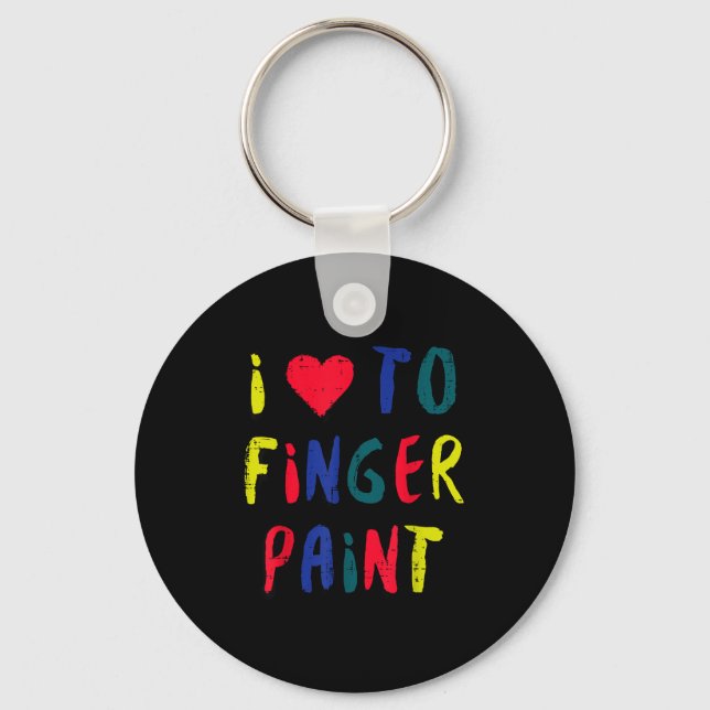 Valentines Day I Love To Finger Paint Matching Cou Keychain (Front)