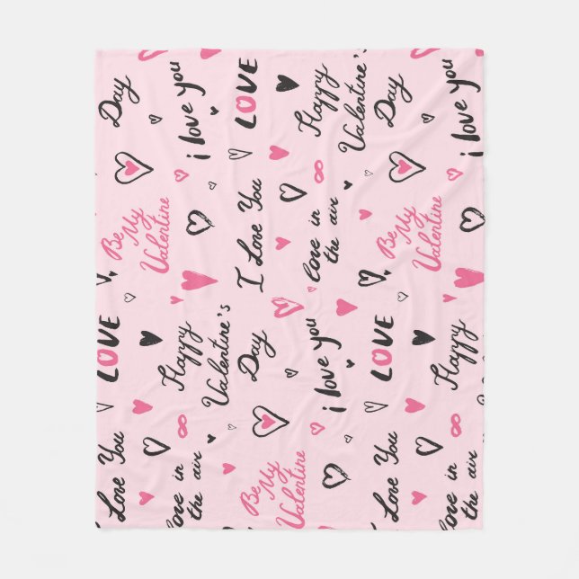 Valentine's Day: 'I Love You' Background. Fleece Blanket (Front)