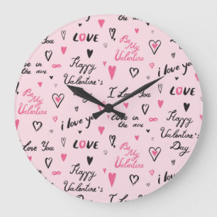 Valentine's Day: 'I Love You' Background. Large Clock