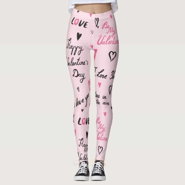 Valentine's Day: 'I Love You' Background. Leggings (Front)
