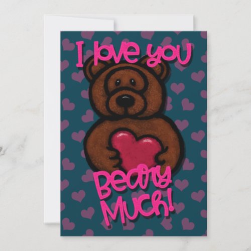 Valentines Day I Love You Beary Much  Holiday Card