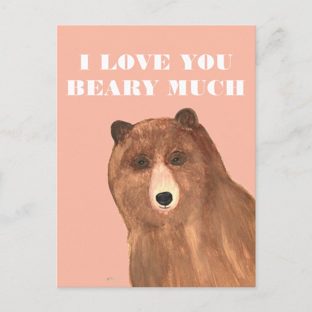 Valentines Day I Love You Beary Much Holiday Postcard (Front)
