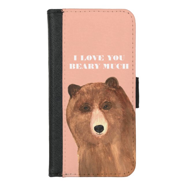 Valentines Day I Love You Beary Much iPhone Wallet Case (Front)