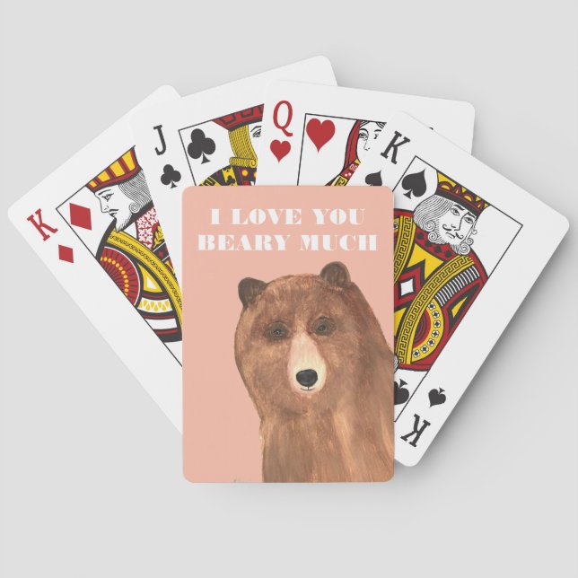 Valentines Day I Love You Beary Much Poker Cards (Back)