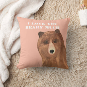 Valentines Day I Love You Beary Much Throw Pillow