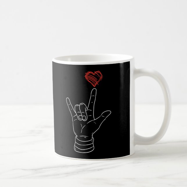 Valentines Day I Love You Hand Sign ASL Heart Coffee Mug (Right)