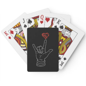 Valentines Day I Love You Hand Sign ASL Heart Poker Cards
