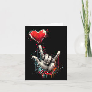 Valentines Day I Love You Hand Sign Asl Heart Wome Card