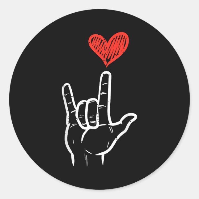 Valentines Day I Love You Hand Sign Asl Heart Wome Classic Round Sticker (Front)