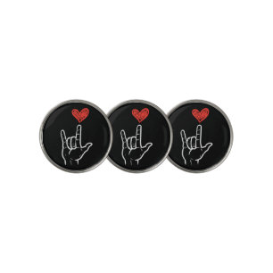 Valentines Day I Love You Hand Sign ASL Heart Wome Golf Ball Marker