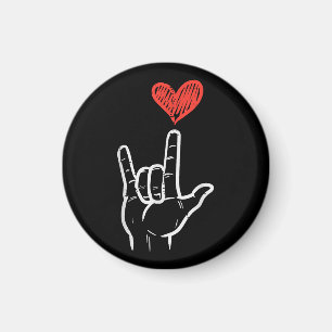 Valentines Day I Love You Hand Sign ASL Heart Wome Magnet