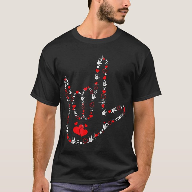 Valentines Day I Love You Hand Sign Asl Heart Wome T-Shirt (Front)