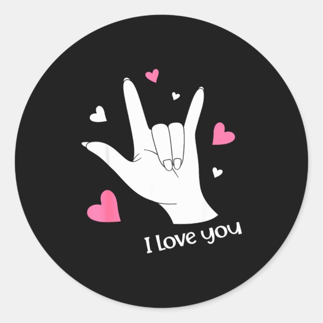 Valentines Day I Love You Hand Sign Language Asl H Classic Round Sticker (Front)