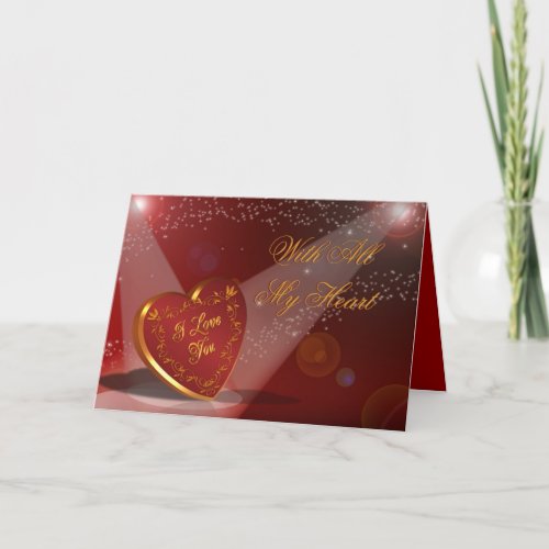Valentines Day I love you Heart in spotlight Holiday Card