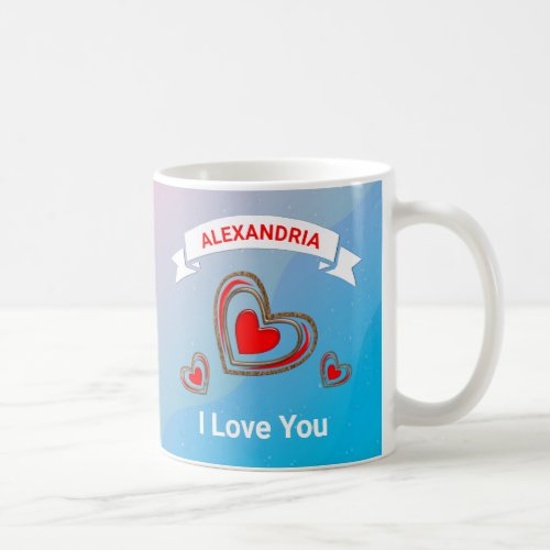  Valentines Day I Love You Hearts Personalize Coffee Mug