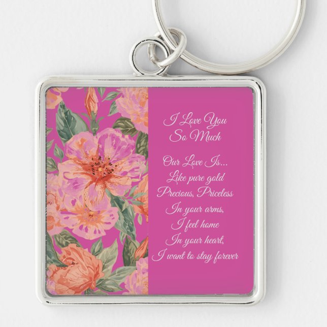 Valentines Day, I Love You So Much, Love Poem Keyc Keychain (Front)