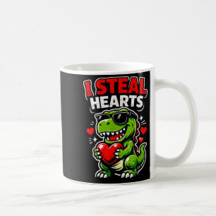 Valentines Day I Steal Hearts T-rex Coffee Mug
