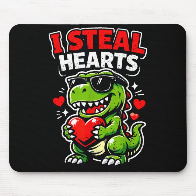 Valentines Day I Steal Hearts T-rex  Mouse Pad (Front)