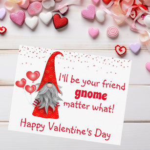 Valentine's Day I'll be Your Friend Gnome Matter Postcard