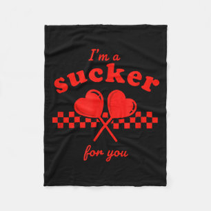 Valentines Day Im A Sucker For You Candy Heart Lol Fleece Blanket