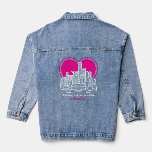 Valentines Day in Beijing City Denim Jacket