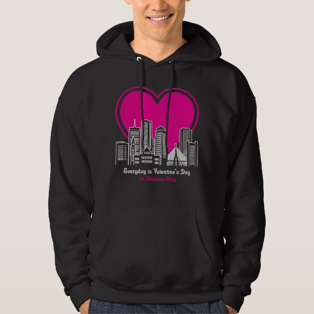 Valentine's Day in Boston City Hoodie (Front)