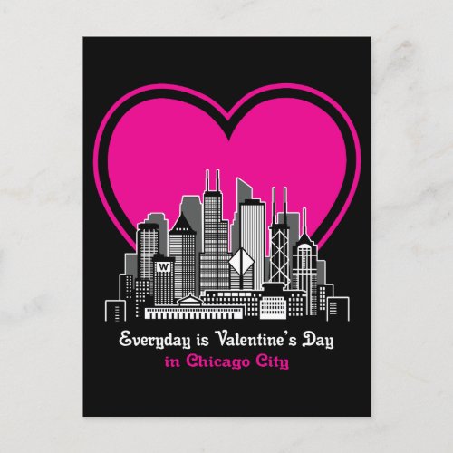 Valentines Day in Chicago City Postcard