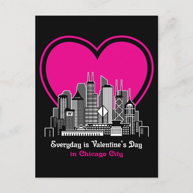 Valentine's Day in Chicago City Postcard (Front)