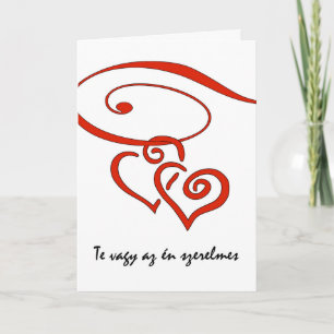 Valentine's Day in Hungarian, Hearts Together Holiday Card