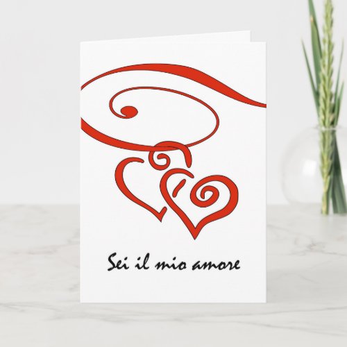 Valentines Day in Italian Hearts Swirl Together Holiday Card