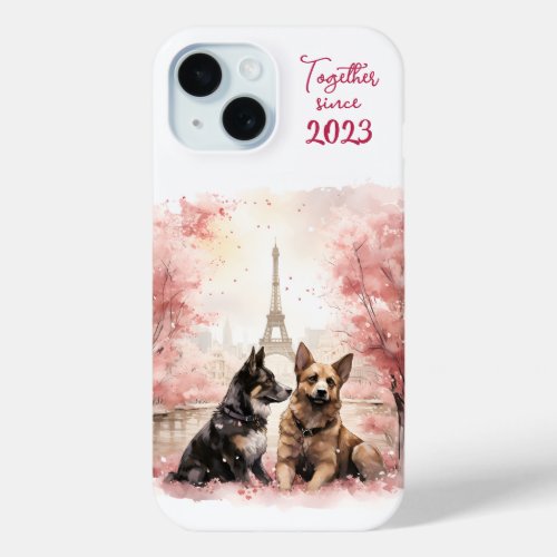 Valentines Day in Paris _ Couple of dogs _  iPhone 15 Case