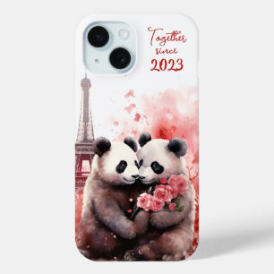 Valentine's Day in Paris - Couple of pandas -  iPhone 15 Case