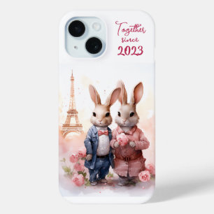 Valentine's Day in Paris - Couple of rabbits -  iPhone 15 Case