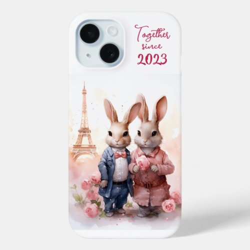 Valentines Day in Paris _ Couple of rabbits _  iPhone 15 Case