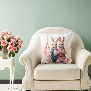 Valentine's Day in Paris - Couple of rabbits - Throw Pillow
