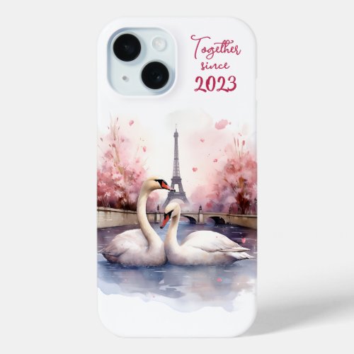 Valentines Day in Paris _ Couple of swans _  iPhone 15 Case