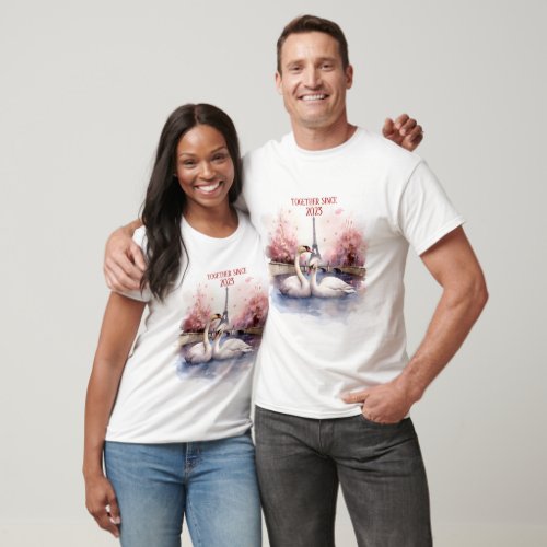 Valentines Day in Paris _ Couple of swans _  T_Shirt