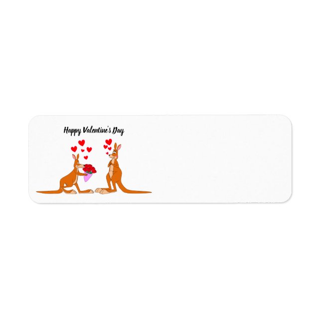 Valentines Day Kangaroos Return Address Label (Front)
