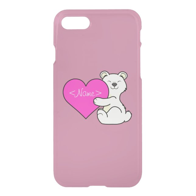 Valentine's Day Kermode Bear with Pink Heart Uncommon iPhone Case (Back)