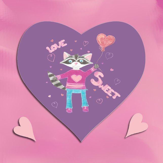 Valentine's Day kid raccoon stickers (Creator Uploaded)