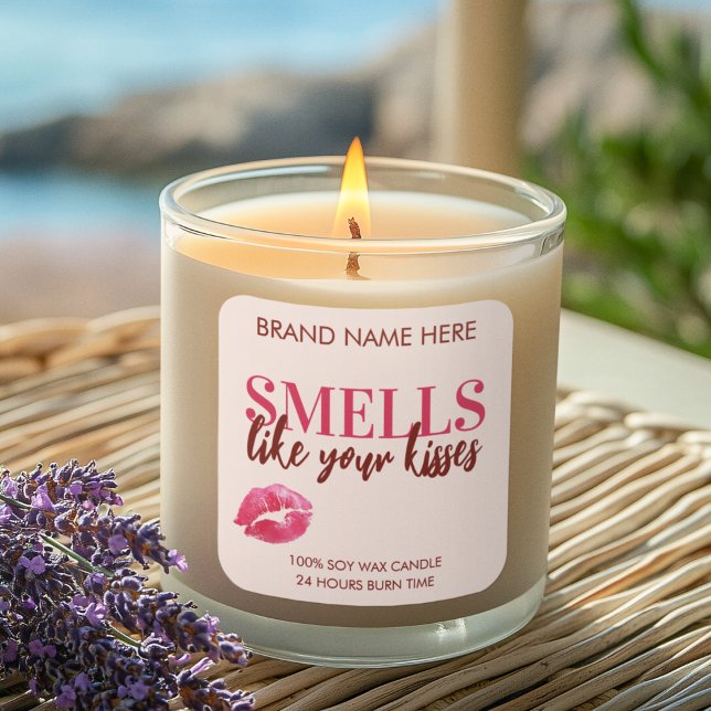 Valentine's Day Kisses Custom Pink Candle Label (Creator Uploaded)