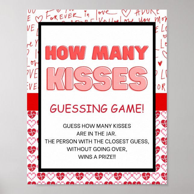 Valentine's Day Kisses Guessing Game Sign (Front)