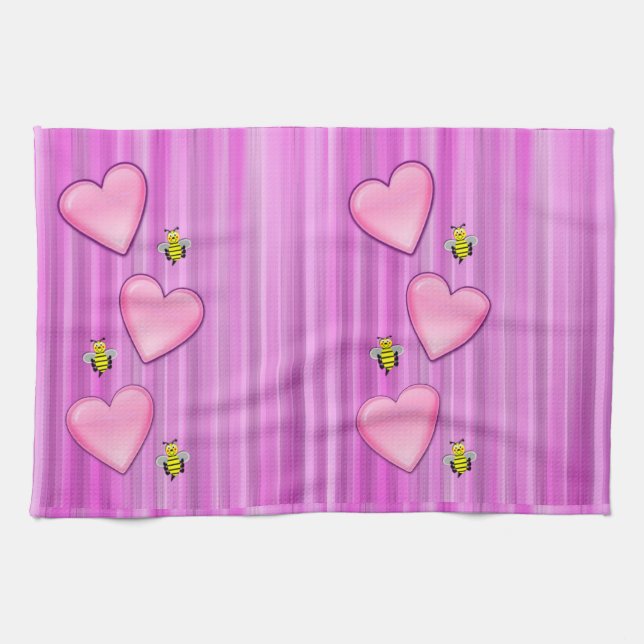 Valentine's Day Kitchen hand towel, Bee Kitchen Towel (Horizontal)