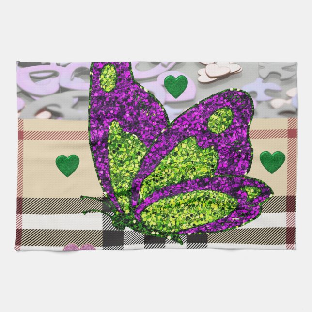 Valentine's Day Kitchen hand towel, Butterfly Towel (Horizontal)
