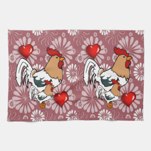 Valentine's Day Kitchen hand towel, Chicken Towel
