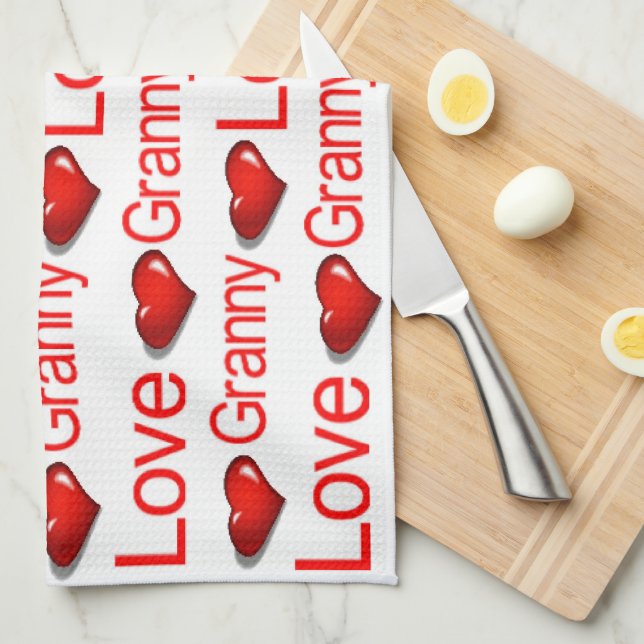 Valentine's Day Kitchen hand towel Love Granny (Quarter Fold)