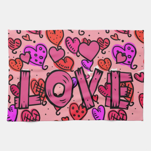 Valentine's Day Kitchen hand towel, Love Kitchen Towel (Horizontal)