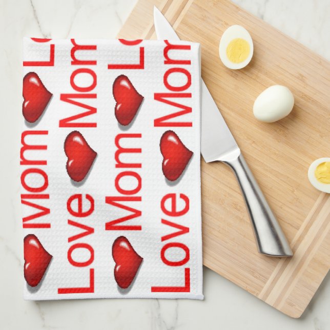 Valentine's Day Kitchen hand towel Love Mom (Quarter Fold)