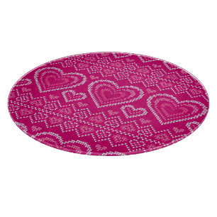 Valentine's Day Knitted Pattern 2 Cutting Board