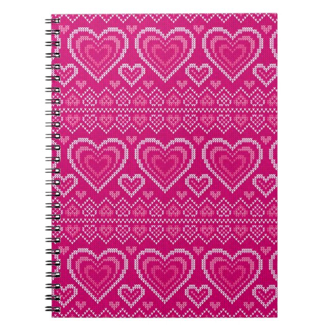 Valentine's Day Knitted Pattern 2 Notebook (Front)